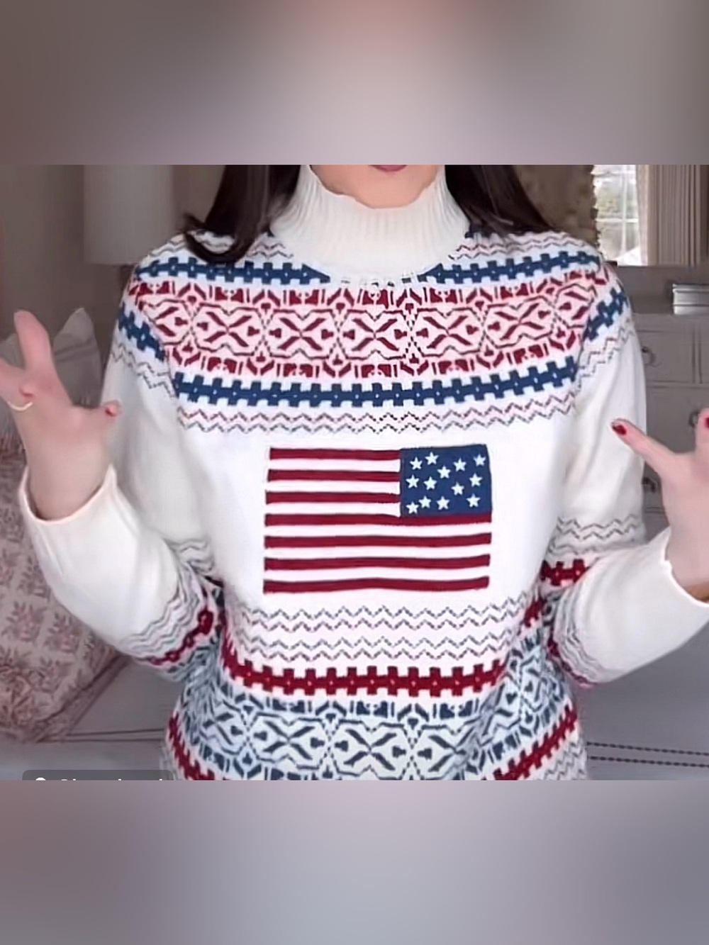 Tuckernuck Americana Flag Christie Turtleneck Sweater - Picture 3 of 10